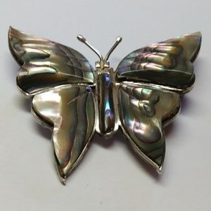 Vintage Sterling silver .925 Abalone Butterfly pin